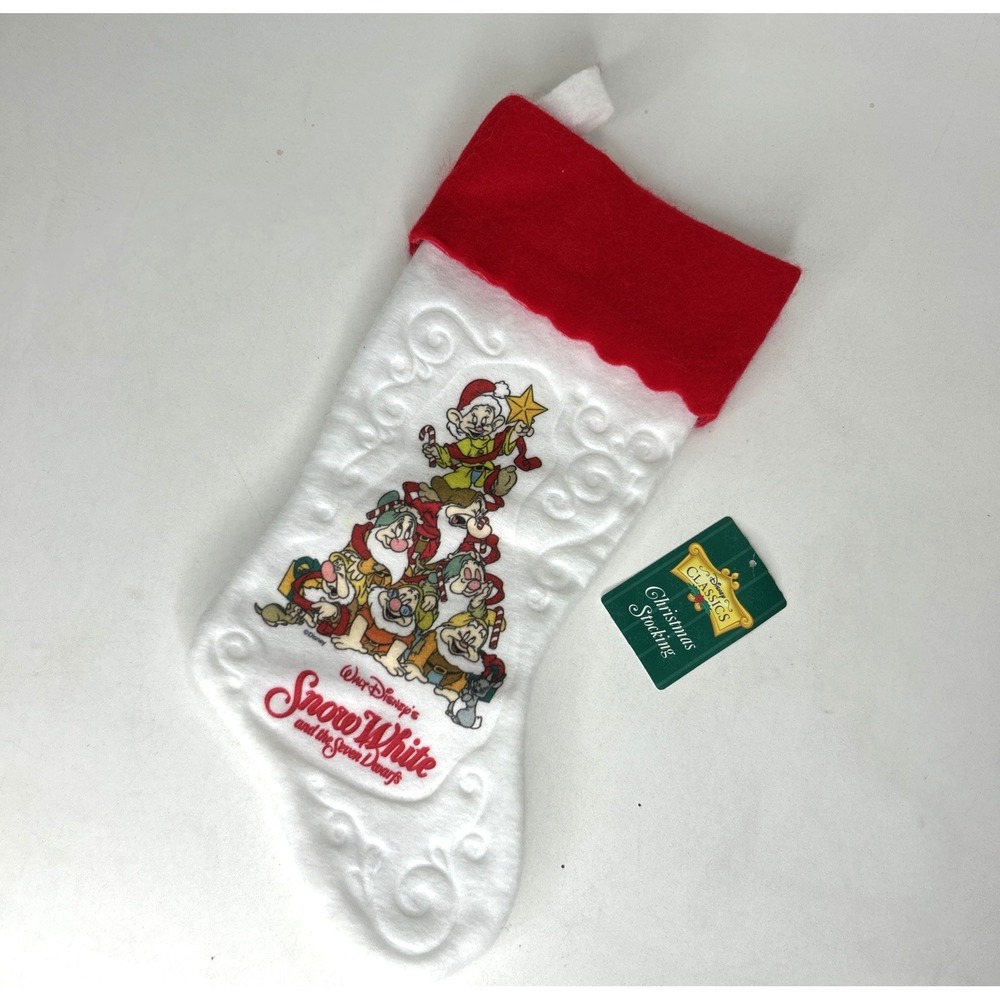 VTG Disney Snow White & the Seven Dwarfs Christmas Stocking Fleece Felt‎ 16" USA